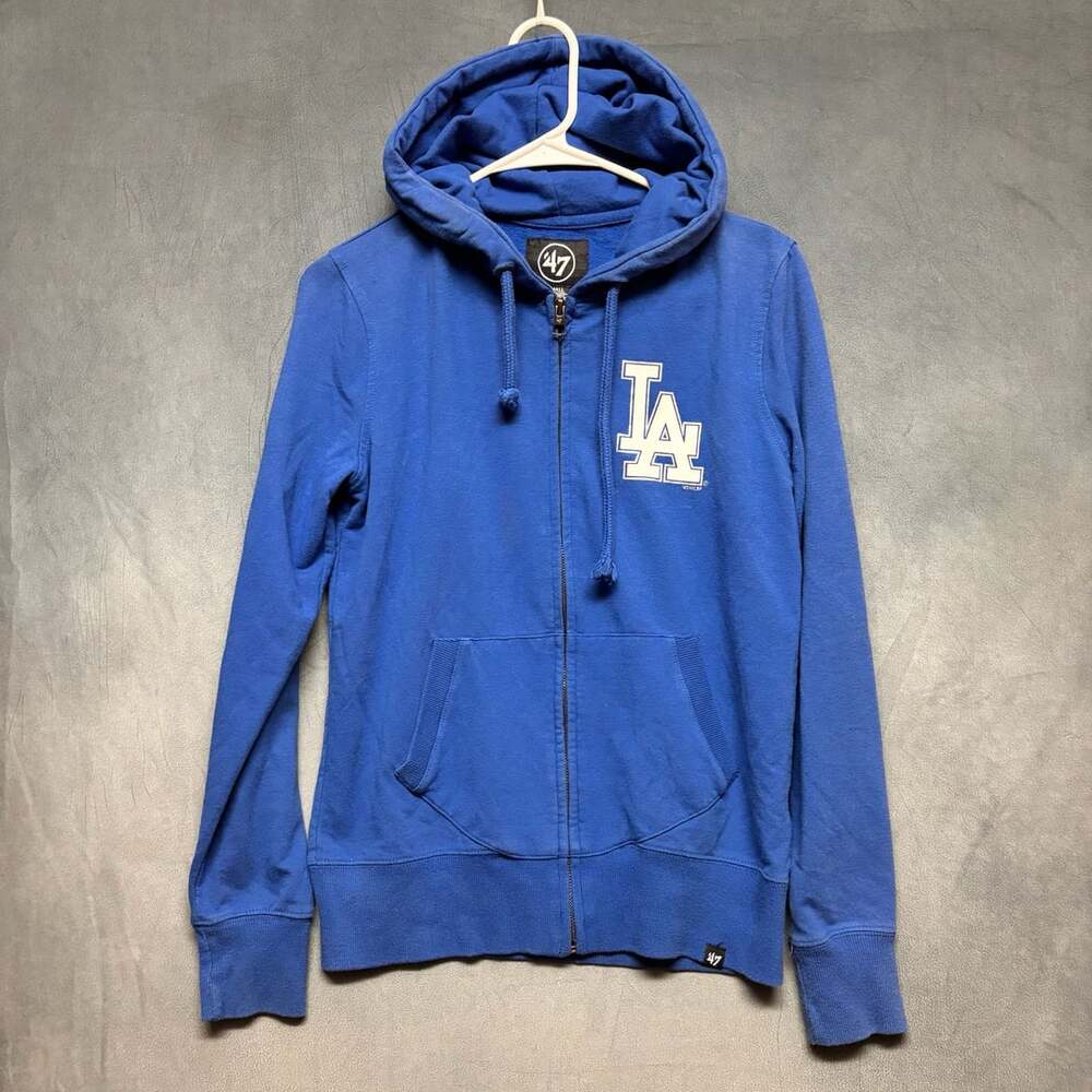 47 Brand Los Angeles Dodgers Zip Hoodie Size Small Womens Blue LA MLB
